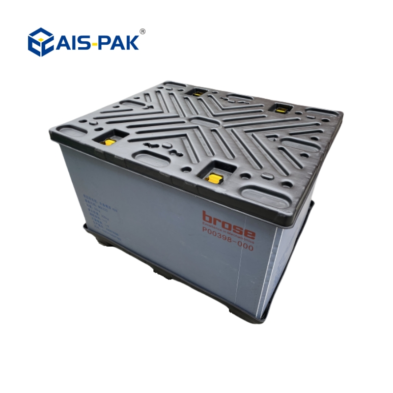 Logistics Reusable Returnable Plastic Large Bulk Foldable Collapsible Warehouse Shipping Storage Pallet Sleeve Container with Lid