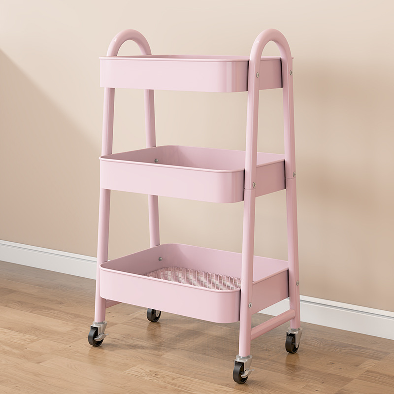 3-Tier Storage Rack with Wheels Metal Mobile Large Capacity Storage Container &amp; Shelf