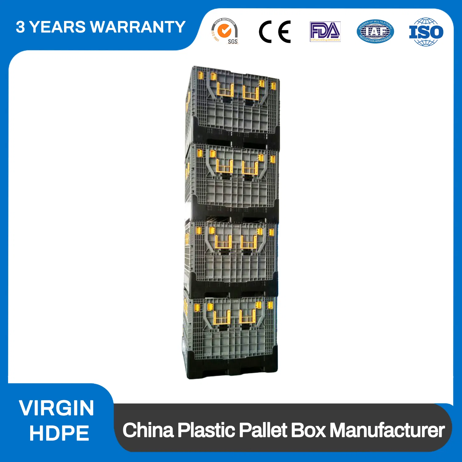 Heavy Duty Collapsible Design High Payload Plastic Pallet Bin for Agricultural Technology Storage 1680X1140X760mm