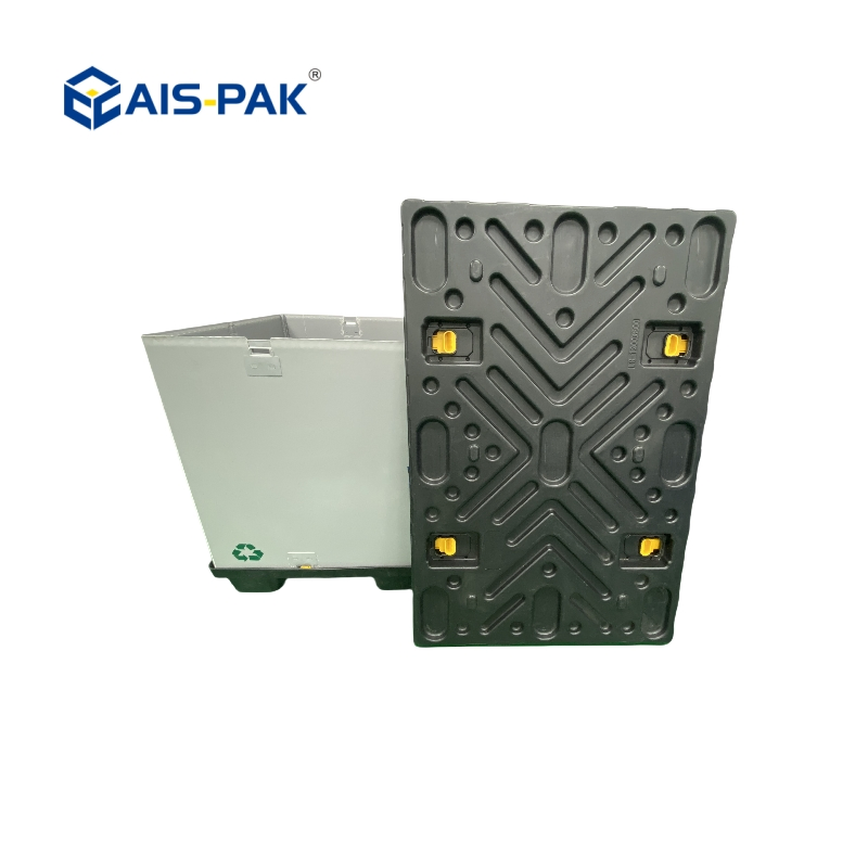 Logistics Reusable Returnable Plastic Large Bulk Foldable Collapsible Warehouse Shipping Storage Pallet Sleeve Container with Lid