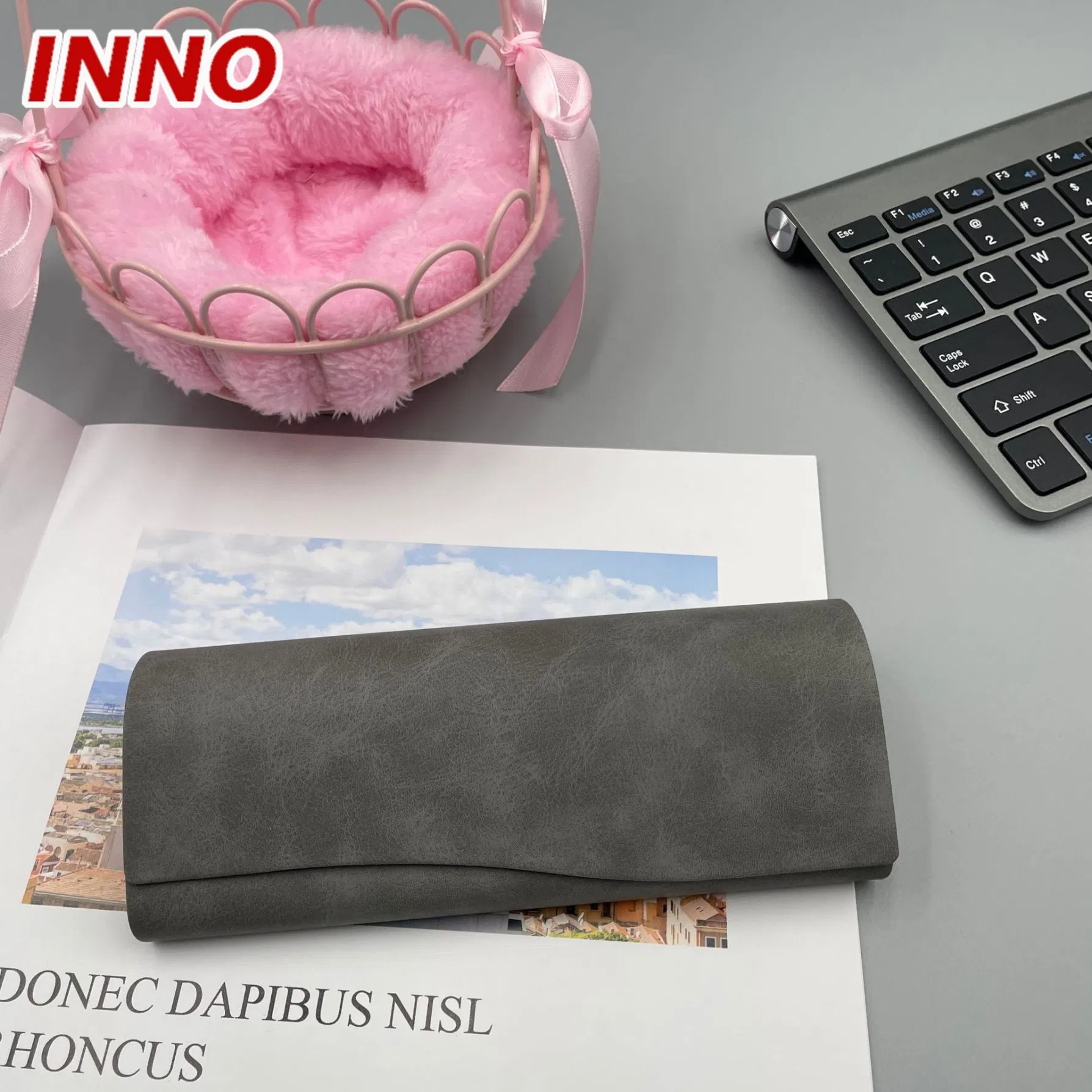 Inno-T170 Manufacturer Direct Selling Retro Marble Pattern PU Leather Iron Glasses Box; Free Custom Logo Eco-Friendly