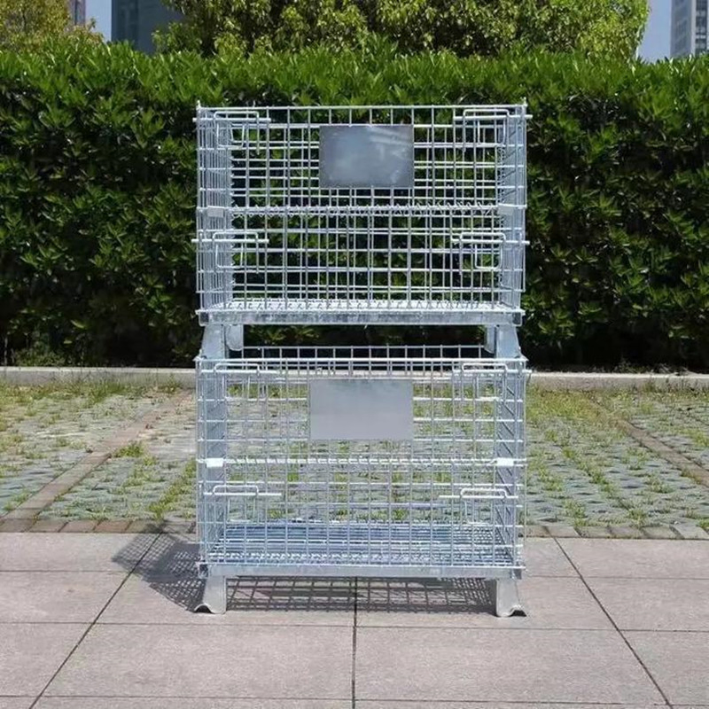Customized Wire Steel Folding Warehouse Cage Logistics Mesh Container for Parts Storage