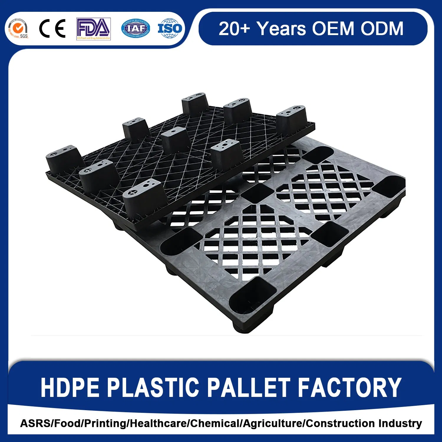 Euro Plastic HDPE Heavy Duty China Factory Good Quality Heavy Duty Layer Pad Sheet Forklift 9 Legs/ Runner Plastic Pallet