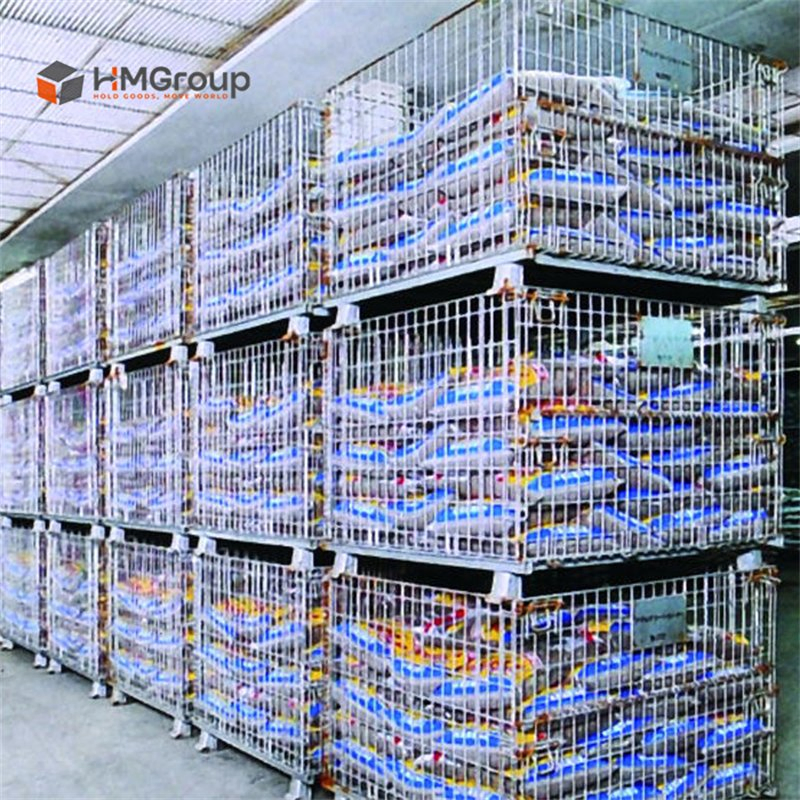 Heavy Duty Galvanized Warehouse Storage Stackable Pallet Wire Mesh Container