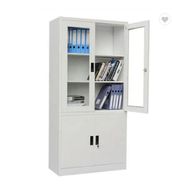 Office Equipment Metal Cupboard 4 Door Swing Glass Storage Cabinet