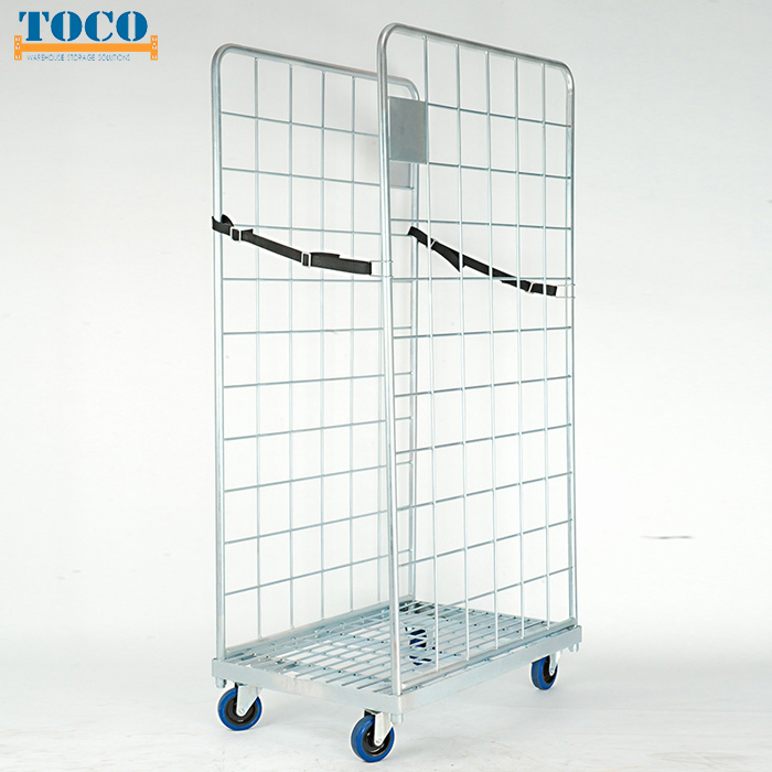Galvanized Hand Trolley Logistic Trolley with Strap for 3pl