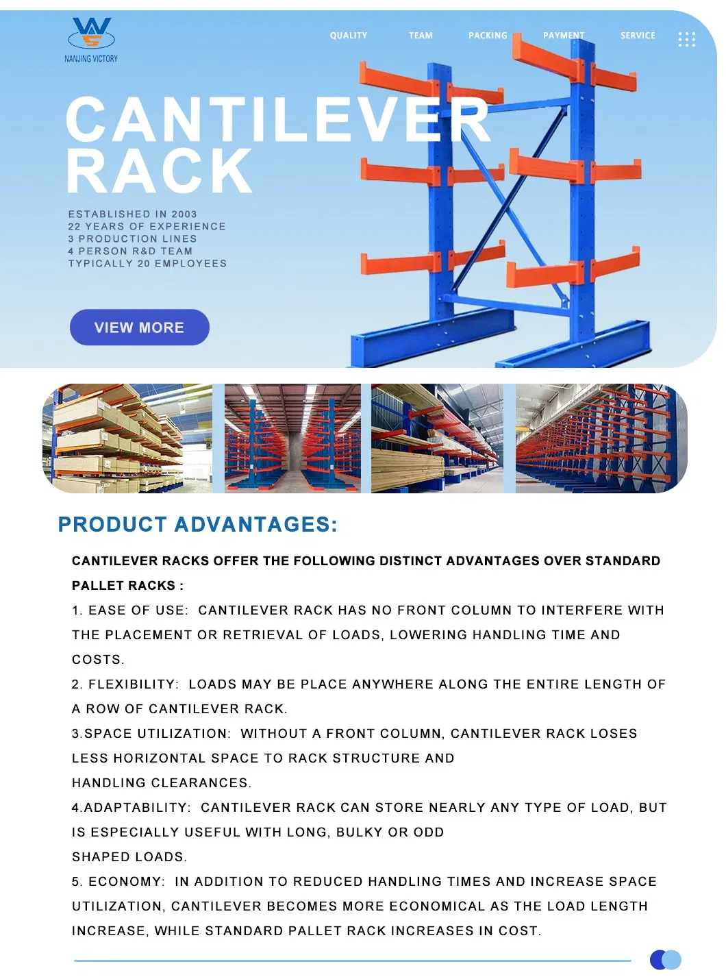 Warehouse Cantilever Racking System