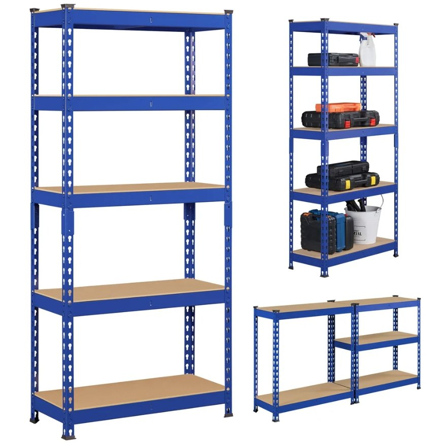 Industrial Metal Shelving Units with Powder Coating for Heavy-Duty Garage Tool Storage