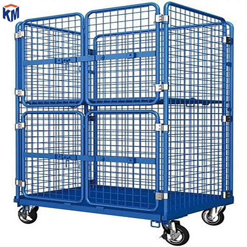 Folding Logistics Trolley Express Sorting Basket Logistics Trolley Warehouse Mobile Turnover Cage Car Warehouse Picking Hand Push