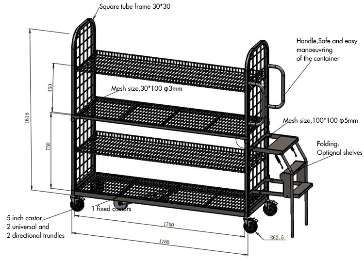 Heavy Duty Hand Truck Warehouse Platform Picking Trolley