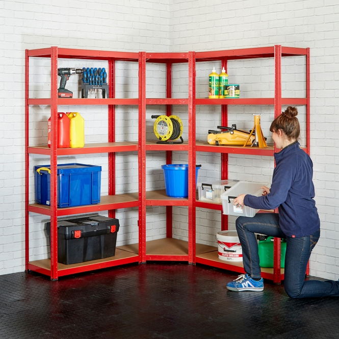 Adjustable Industrial Corner Shelving Unit for Workshop