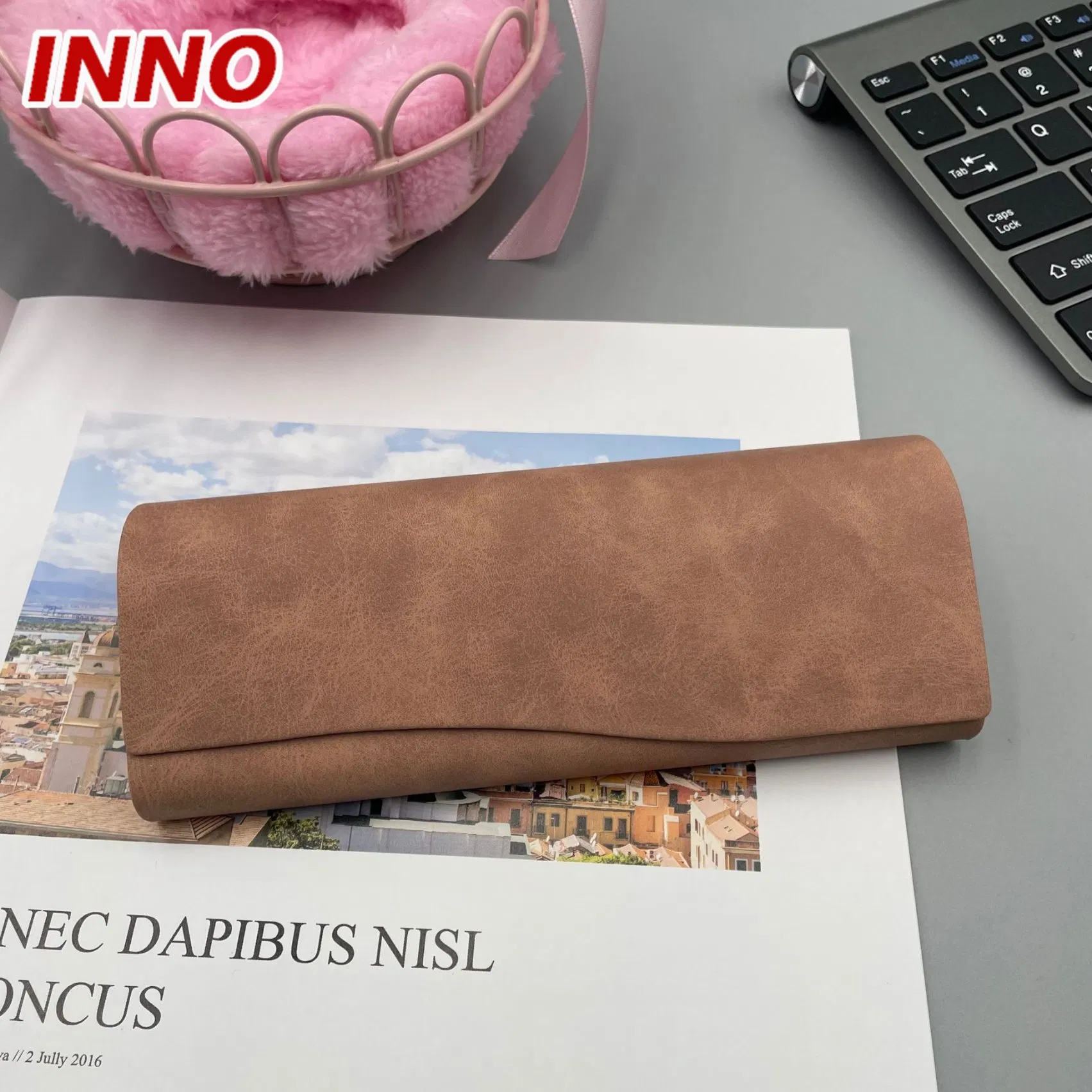 Inno-T170 Manufacturer Direct Selling Retro Marble Pattern PU Leather Iron Glasses Box; Free Custom Logo Eco-Friendly
