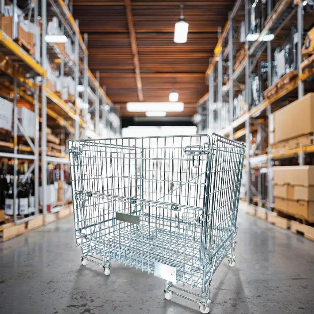 Customizable Stackable Galvanized Pet Preform Wire Mesh Containers for Warehouse Storage