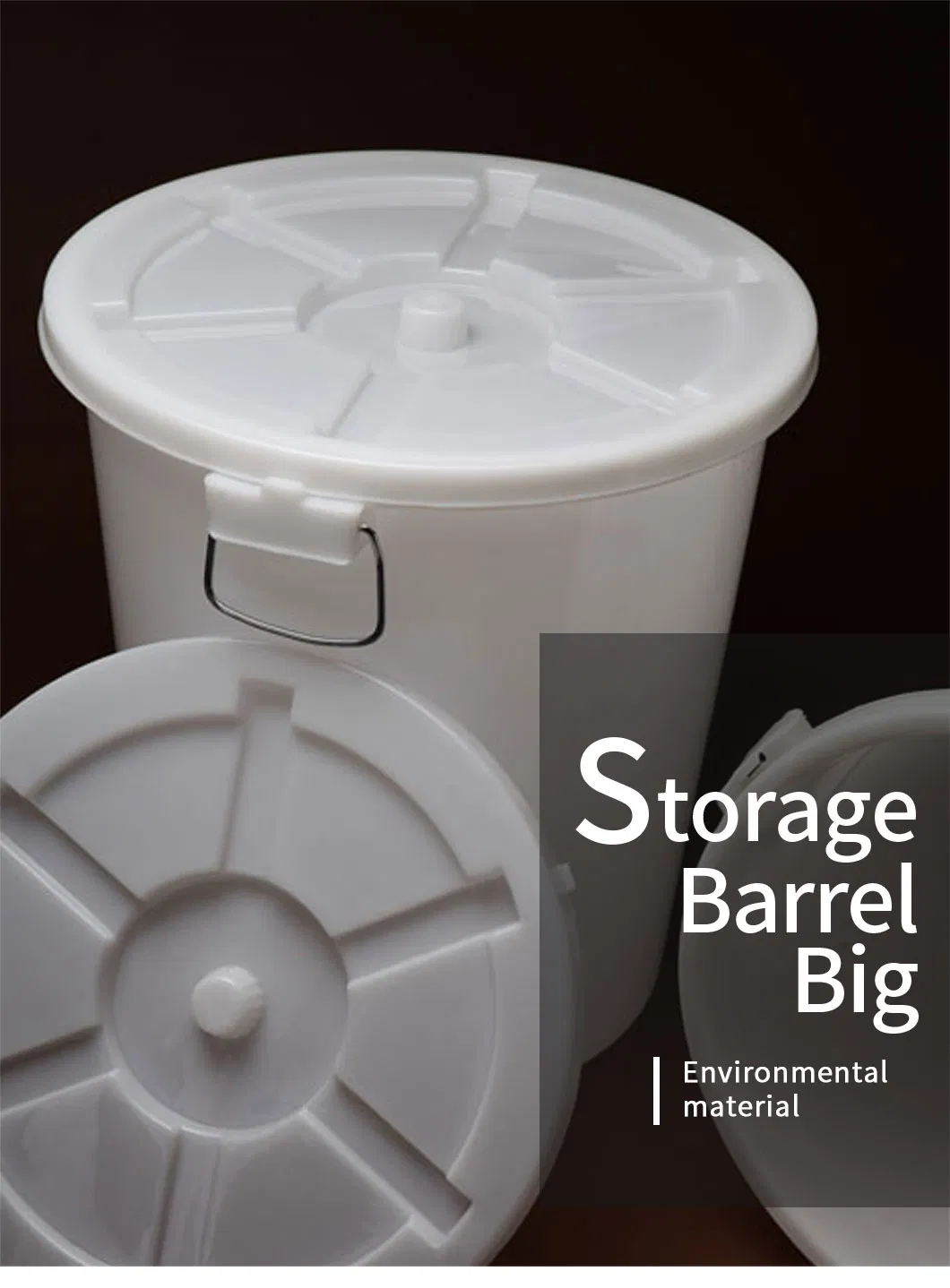 Large Capacity Rolling Round Plastic Dustbin Rubbish Barrel Waste Container