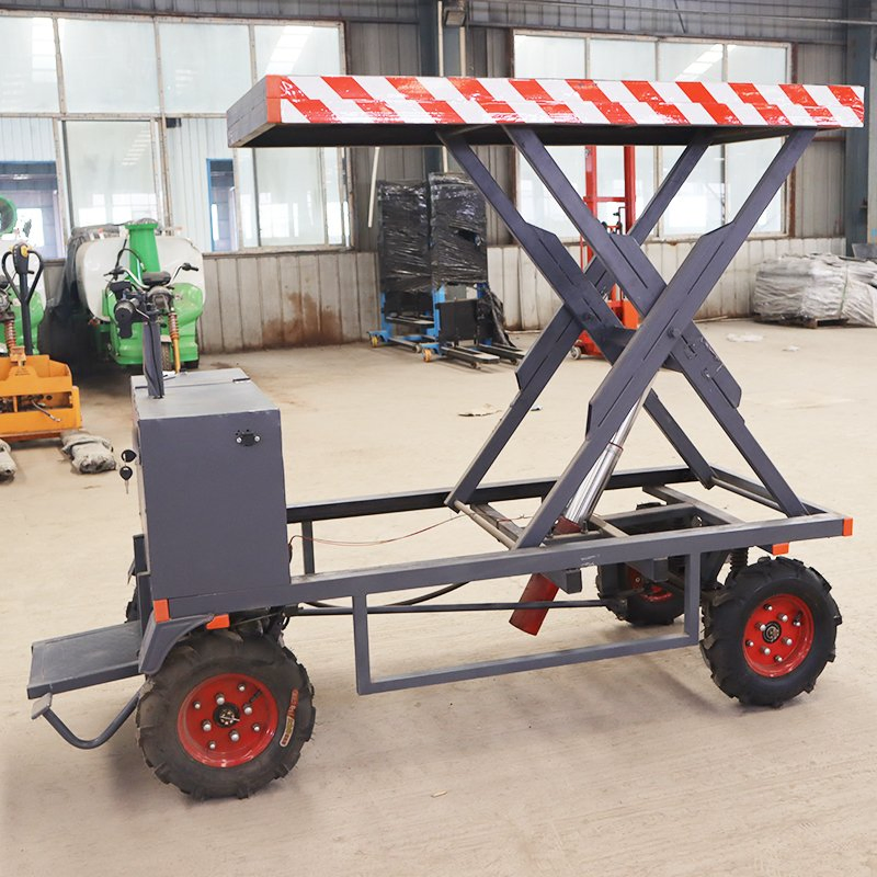 Customized 800 Kg Electric Hydraulic Platform Trolley for Greenhouse Picking Electric Lifting Moving Cart Scissor Lift Trolley