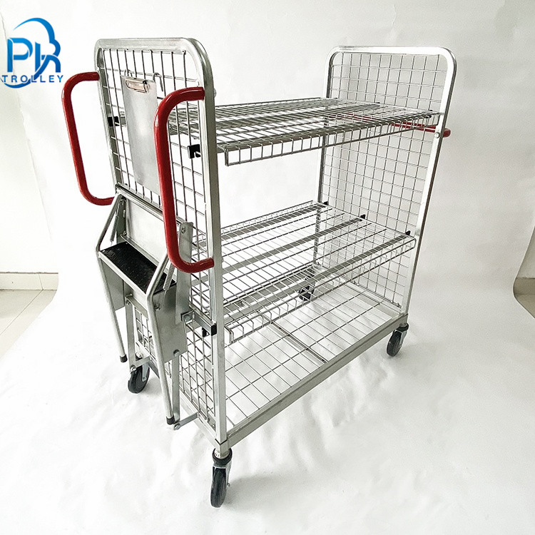 Collapsible &amp; Stackable Wire Mesh Warehouse Order Picking Trolley