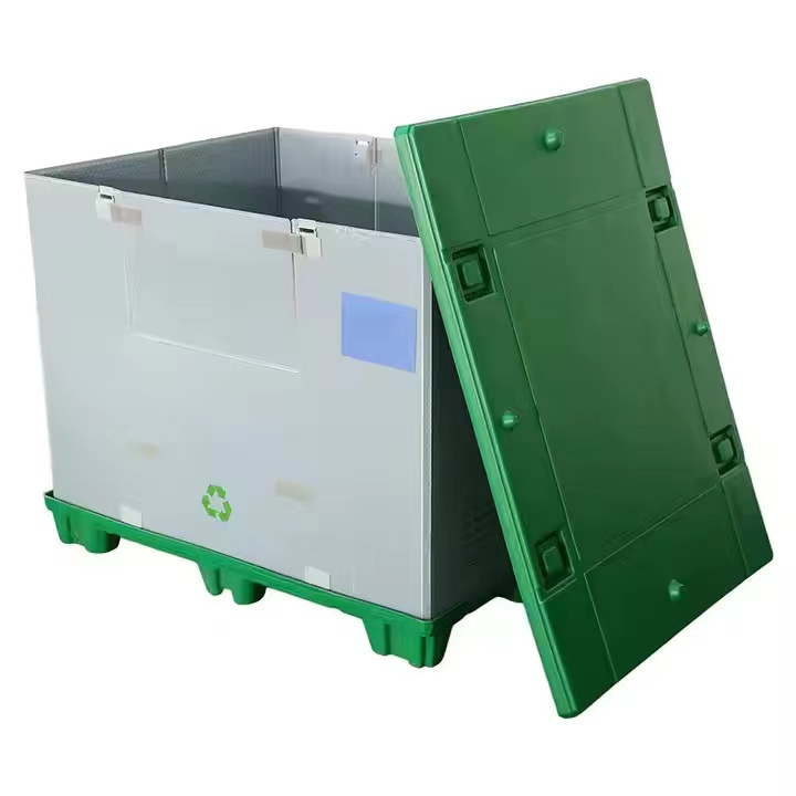 Gaylord Reusable Foldable Collapsible Pallet Container with Stackable Lid for Large Bulk Packs Storage Shipping