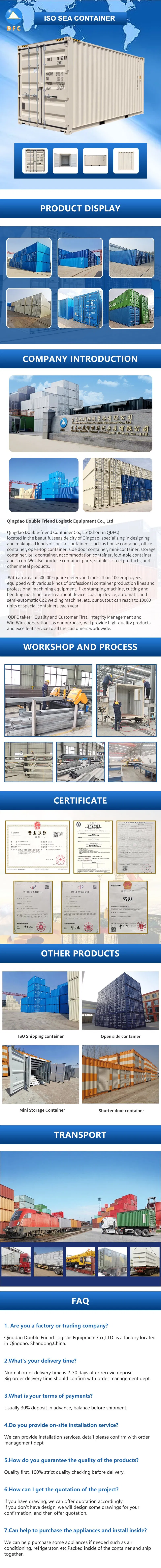 ISO Standard Shipping Container 20 FT Stackable Storage Dry Container