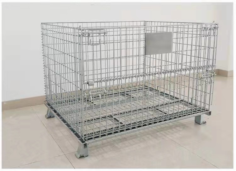 Foldable Galvanizing Iron Steel Metal Mesh container Box with or Without Casters