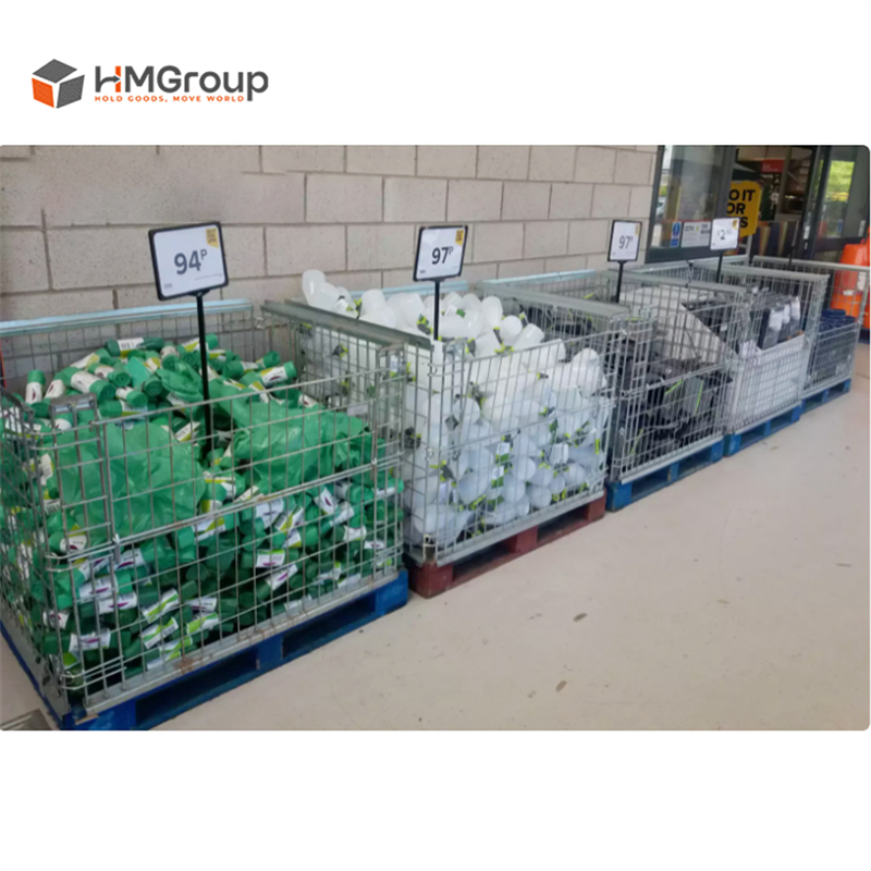 Warehouse Storage Transport Galvanized Welded Wire Mesh Collapsible Pallet Cages