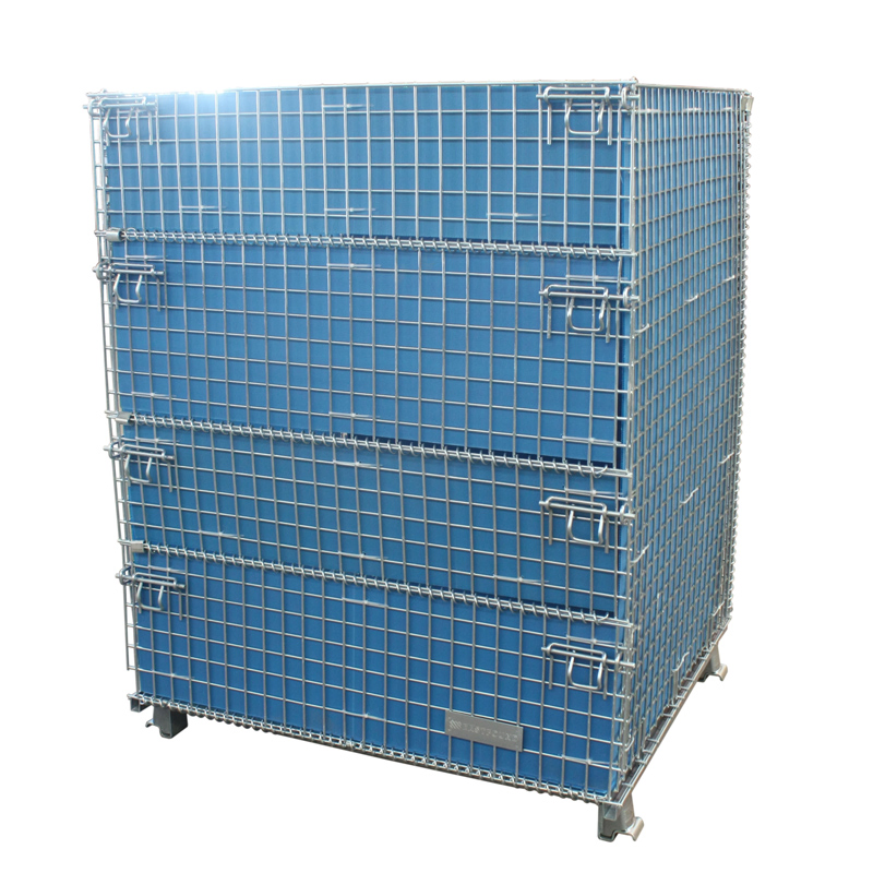 Half-Open Door Heavy Duty Folding Galvanized Steel Stacking Wire Mesh Containers