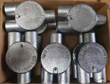 BS4568/En61386 Malleable Iron Y Box 3 Way Circular Boxes Steel HDG 25mm