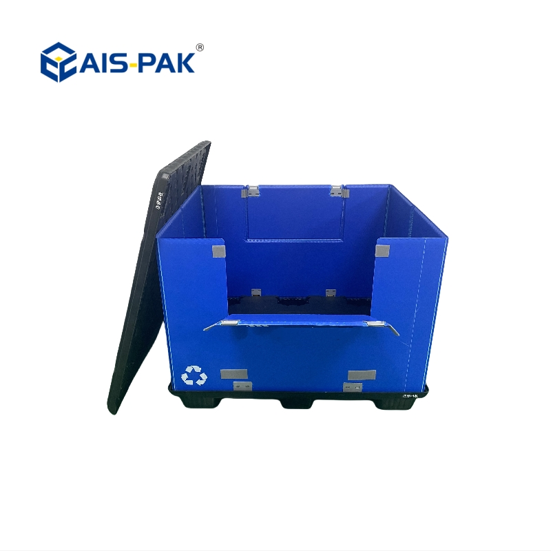 Logistics Reusable Returnable Plastic Large Bulk Foldable Collapsible Warehouse Shipping Storage Pallet Sleeve Container with Lid