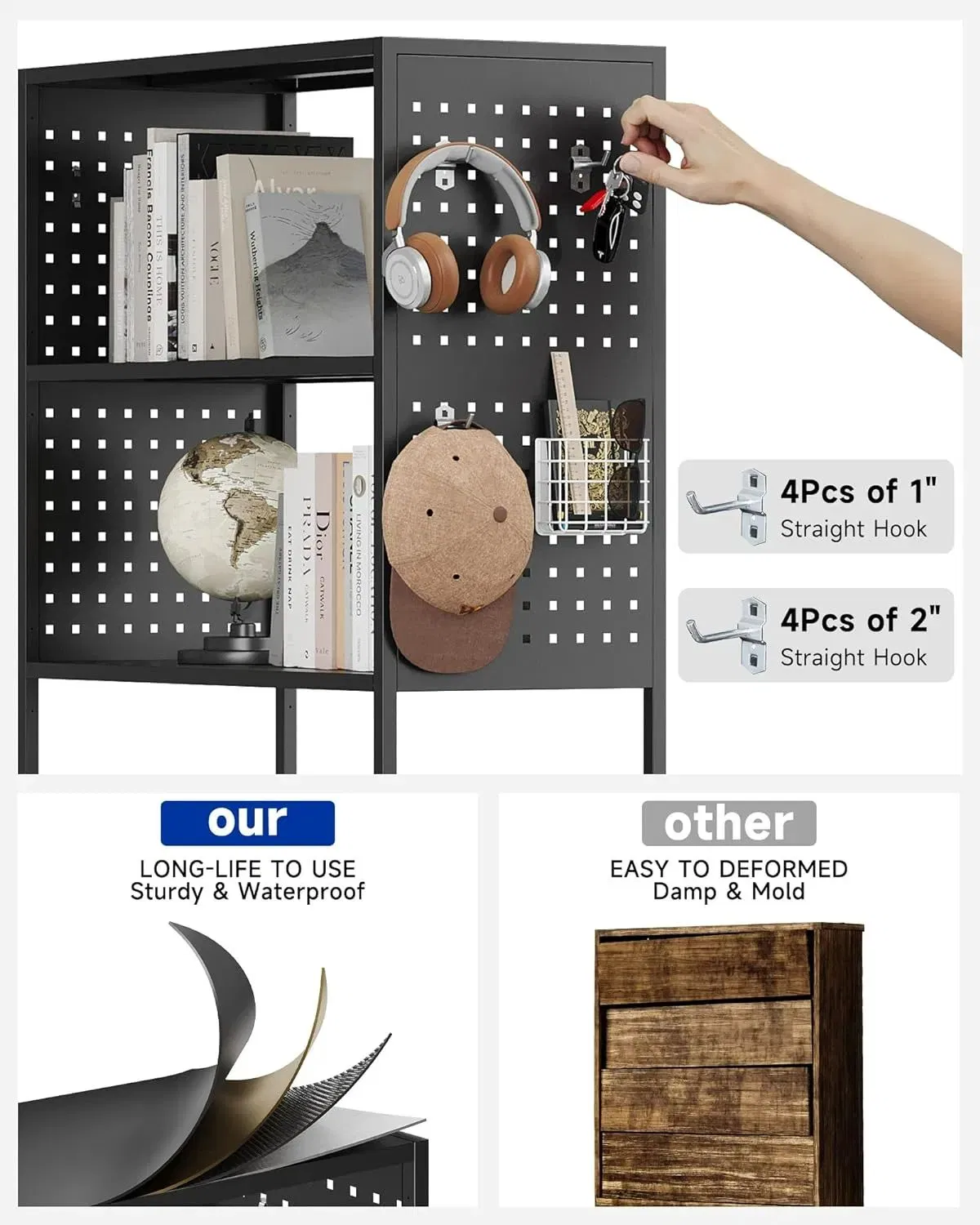 Metal Shelving Unit for Home Office Organization and Storage Solution