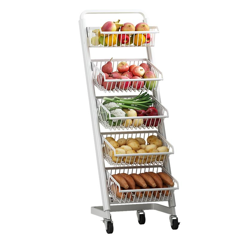 High Quality Metal Kitchen Mobile Fruit and Vegetable Basket Storage Rack