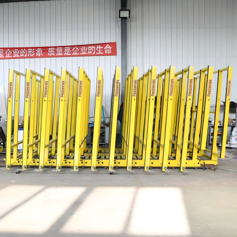 Space-Saving Mobile Glass Sheet Storage Rack for Efficient Organization