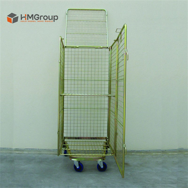 4 Sides Logistic Transportation Storage Wire Mesh Folding Roll Container