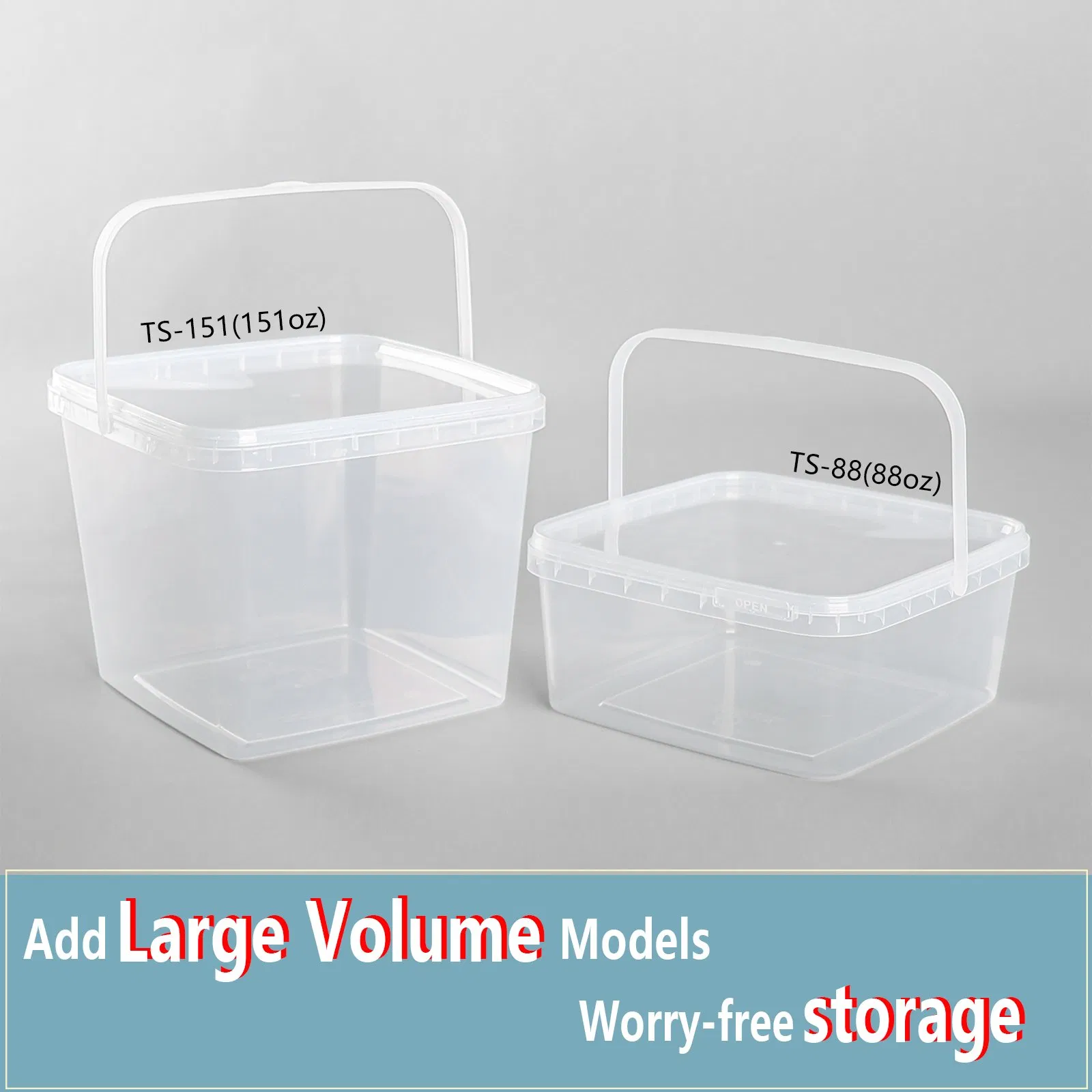 PP Large Size 2600ml Customization Logo Storage Airtight Disposable Takeout Container with Handle and Lid Bulk Sale