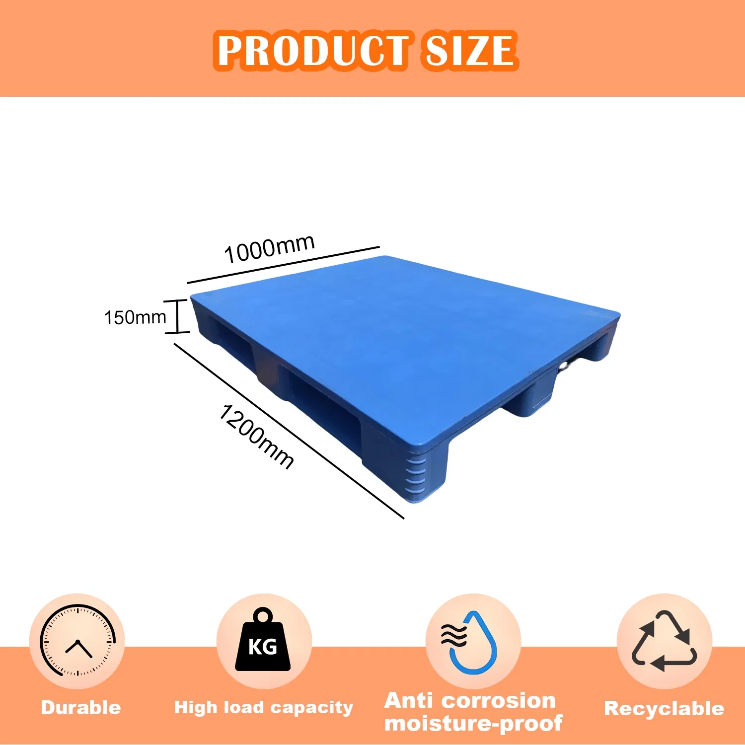 Huading 1200*1000*150mm Warehouse Storage Transportation PP &amp; HDPE Plastic Pallet Hygenic Double-Faced Heavy-Duty Plastic Pallet