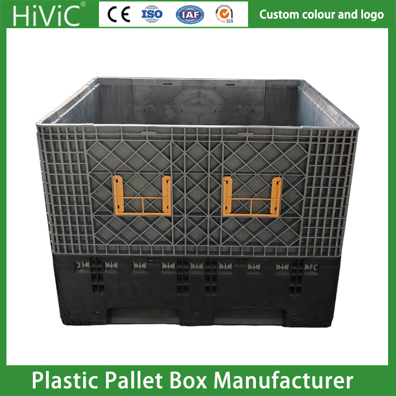 Agricultural Plastic Pallet Collapsible Rigid Bulk Durable Stackable Euro Foldable Stackable Storage Mesh Insulated Fish Sleeve Container Bin with Lid