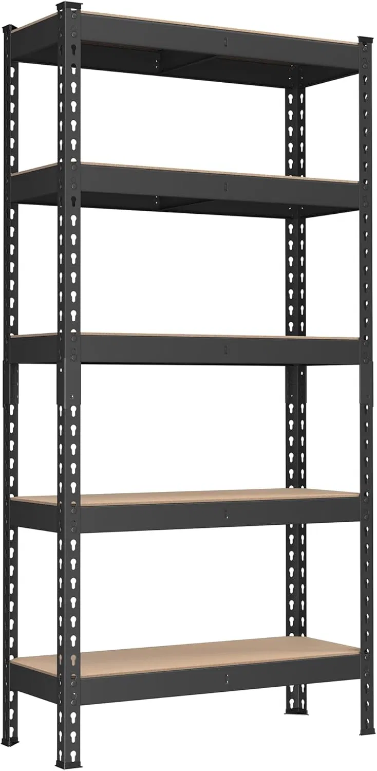 5-Tier Black Rivet Shelving Units