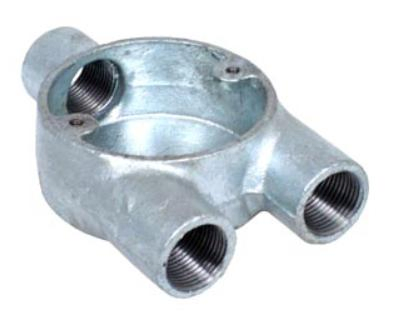 BS4568/En61386 Malleable Iron Y Box 3 Way Circular Boxes Steel HDG 25mm