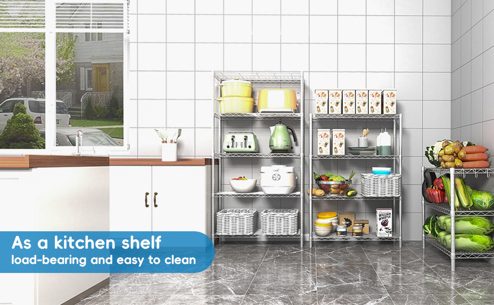 Heavy-Duty Chrome Wire Shelving Unit with Locking Casters for Industrial Storage