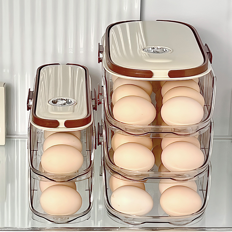 Automatic Rolling Polypropylene Stackable Egg Container with Handle for Egg Organization