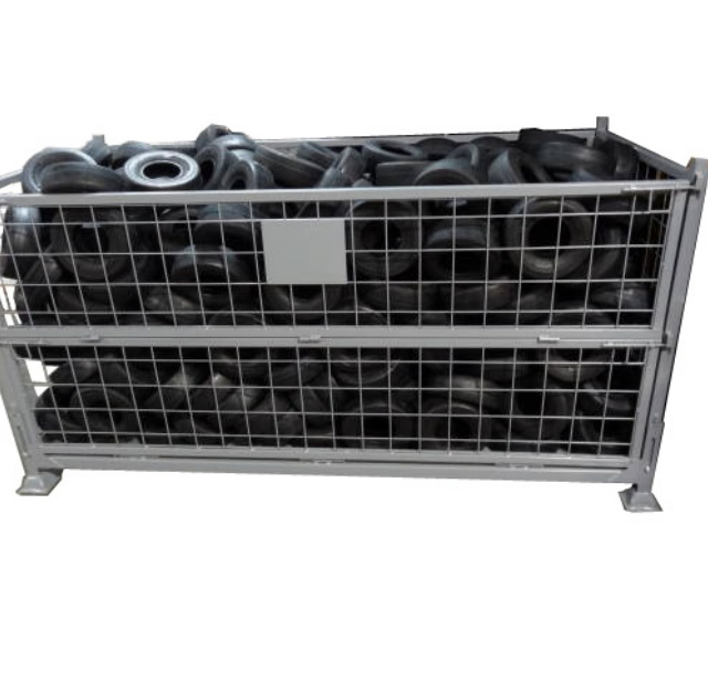 Foldable Steel Wire Mesh Container for Warehouse Space-Saving Storage