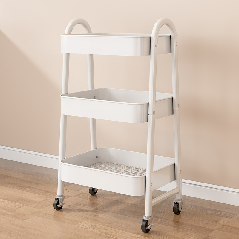 3-Tier Storage Rack with Wheels Metal Mobile Large Capacity Storage Container &amp; Shelf