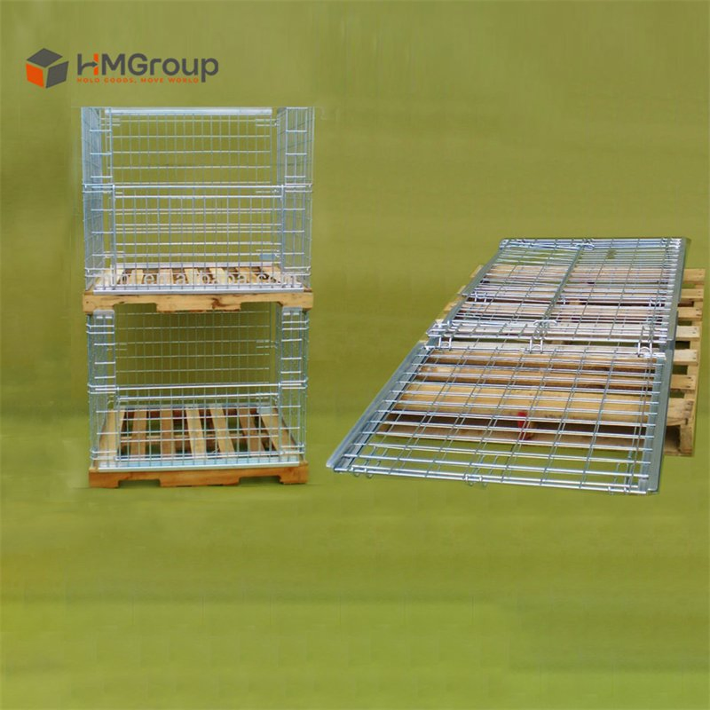 Warehouse Storage Transport Galvanized Welded Wire Mesh Collapsible Pallet Cages