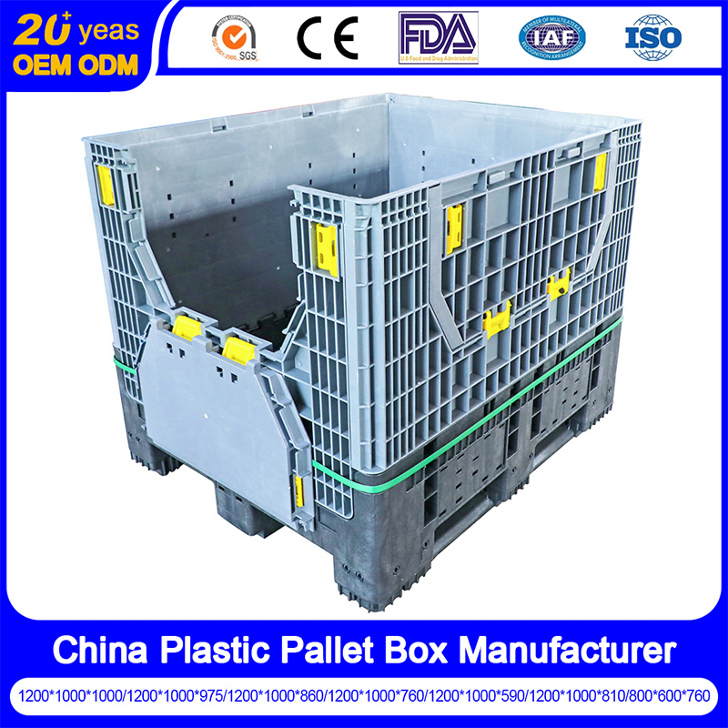 Large Bulk Heavy Duty Large Stackable Folding Collapsible Bulk Plastic Pallet Foldable Box/Bin 800X600 Container for Storage
