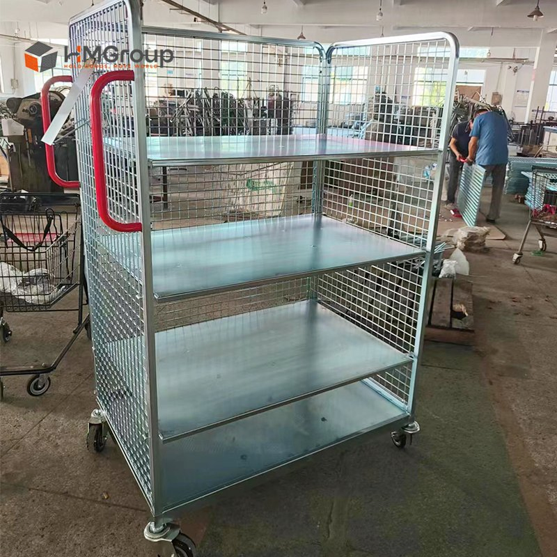Multi-Level Warehouse Order Picking Trolley with Steps