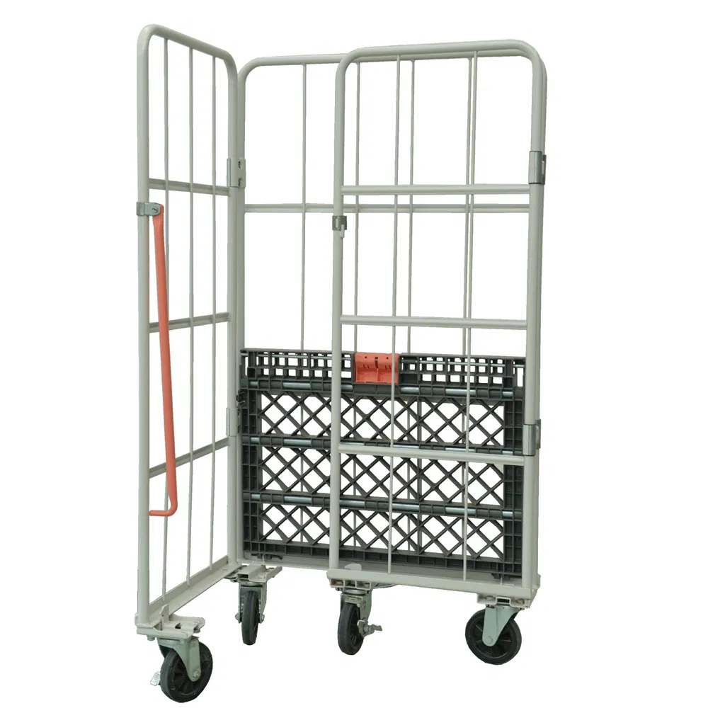 Wire Steel Roll Container Storage Cage Trolley Roll Cage Trolley Heavy Duty Collapsible Security Metal Steel Wire Mesh Carg