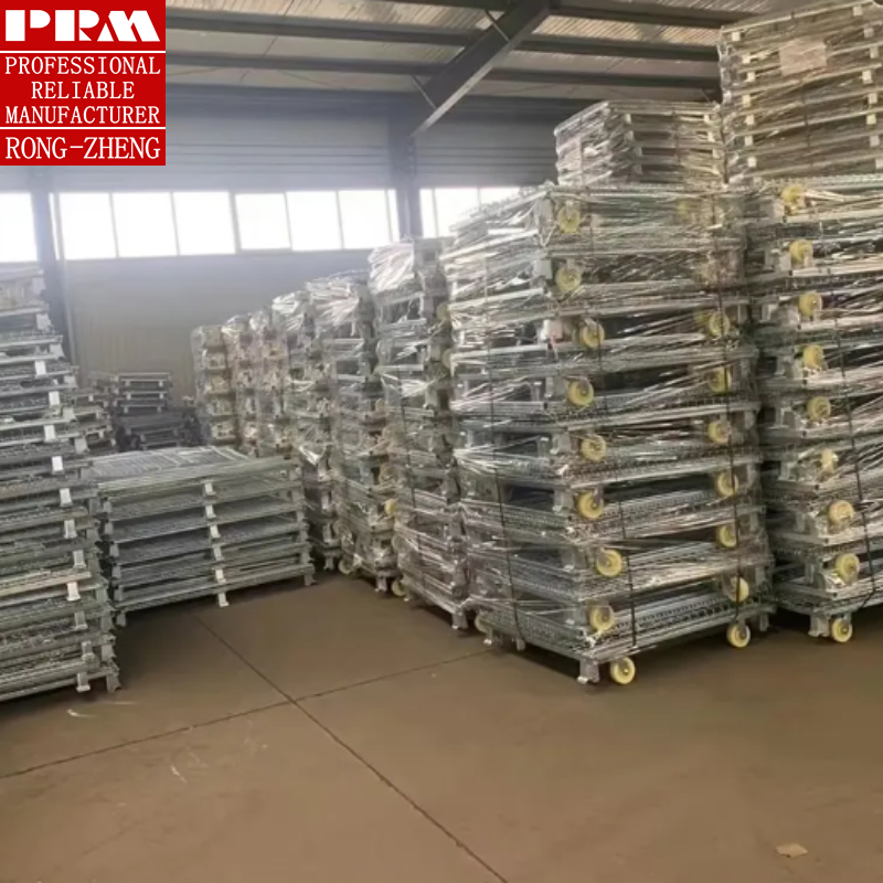 China Manufacture Heavy Duty Galvanized Metal Stackable Foldable Storage Cage