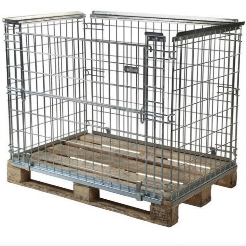 Hsj Heavy Duty 1500kg 1200*1000*1000mm Heavy Duty Foldable Collapsible Container/ Pallet Boxes Stackable Mesh Storage Cages Pallet