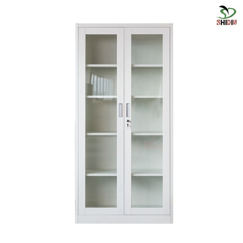 Swing Glass Door Metal Storage Cupboard Bookcase Steel Office Furniture File Cabinet