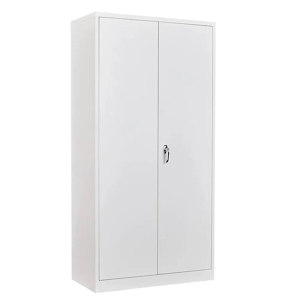 Commercial 2 Door Steel Wardrobe Knock Down Metal Cabinet Clothes Locker Metal Cabinet Utility Furniture Steel Storage Broom Cabinet