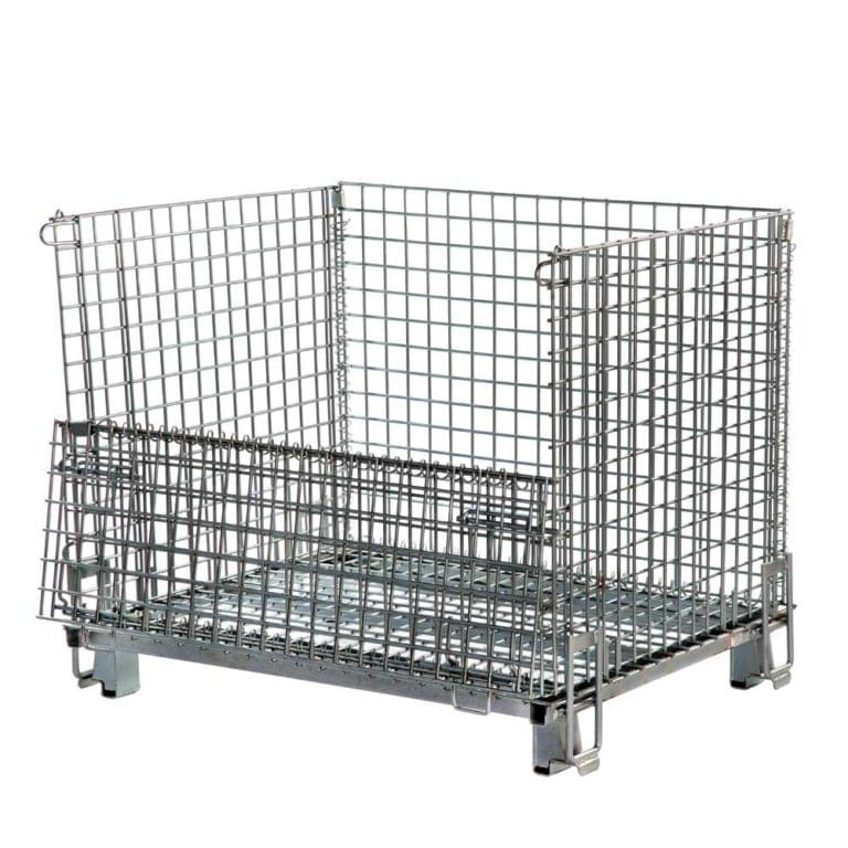 High Storage Capacity Metal Storage Cage Rolling Wire Mesh Pallet Containers