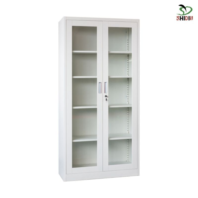 Swing Glass Door Metal Storage Cupboard Bookcase Steel Office Furniture File Cabinet